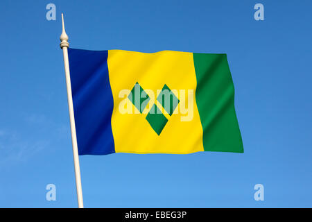 Flagge von St. Vincent und die Grenadinen Stockfoto
