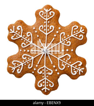 Lebkuchen zu Weihnachten isoliert auf weißem Hintergrund. Sternform cookie Stockfoto