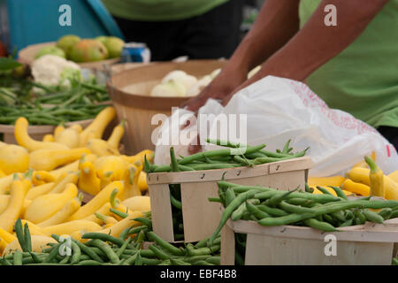 Frisches Gemüse auf einem Bauernmarkt verkauft. Stockfoto