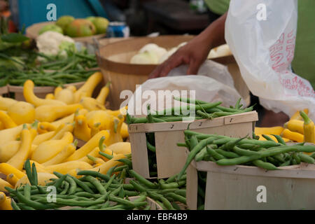 Frisches Gemüse auf einem Bauernmarkt verkauft. Stockfoto