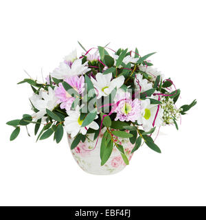 Bouquet von Gerbera Blumen in Vase, Isolated on White Background. Closeup. Stockfoto