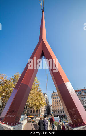 Fußgängerbrücke du Palais de Justice in Lyon, Rhône, Rhône-Alpes, Frankreich Stockfoto