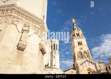 Basilique Notre-Dame de Fourvière in Lyon, Rhône, Rhône-Alpes, Frankreich Stockfoto