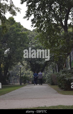 Zwei alte Freunde in einen Park gehen! Stockfoto