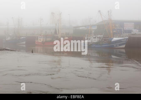 Hafen von Husum mit Nebel, Nordsee, Nordfriesland, Schleswig Holstein, Deutschland, Europa Stockfoto