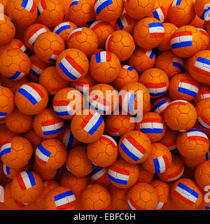 Niederlande-Fußball-Kugeln (viele). 3D Render-Hintergrund Stockfoto