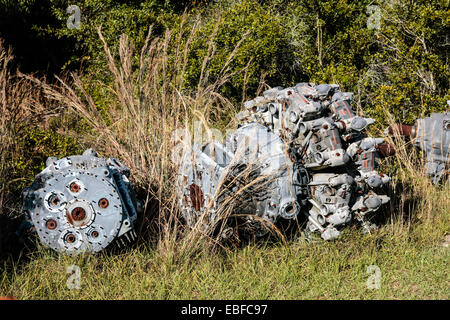 Einem verschrotteten Pratt & Whitney R-1830 Twin Wasp-Motor aus einem Douglas DC-3 Stockfoto