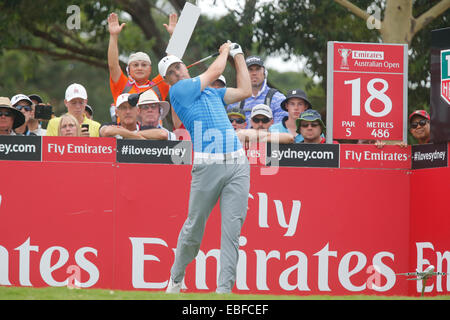 Sydney, Australien. 30. November 2014. Australian Open Golf Championship, Finalrunde, statt im The Australian Golf Club. Jordan Spieth Abschläge aus am 18. Loch Credit: Action Plus Sport/Alamy Live News Stockfoto