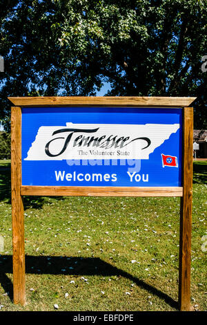 Tennessee lädt ein-Zustand Welcome Center Zeichen Stockfoto