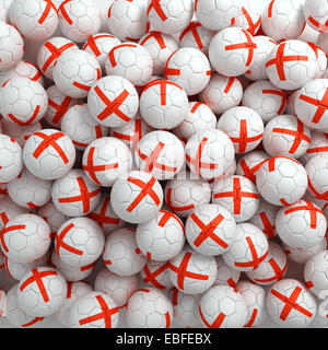 Englischer Fußball-Kugeln (viele). 3D Render-Hintergrund Stockfoto