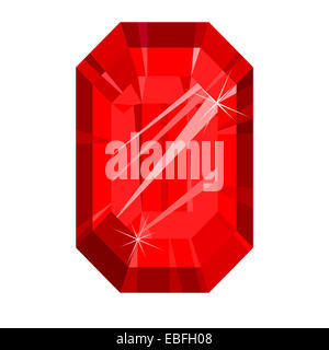 Rubinrot, isoliert auf weißem Hintergrund Stockfoto