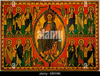 Altar frontal von Esquius 12. Jahrhundert Kirche von Santa Maria in der Burg Besora.  Katalonien. Ripoll Workshop Spanien Spanisch Stockfoto