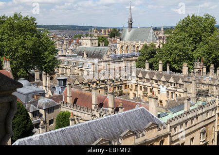 Vereinigtes Königreich, Oxford, Blick von der Universität von St Mary die Jungfrau, über den College-Gebäuden des Brasenose College in Richtung der Stockfoto