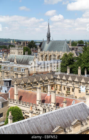 Vereinigtes Königreich, Oxford, Blick von der Universität von St Mary die Jungfrau, über den College-Gebäuden des Brasenose College in Richtung der Stockfoto