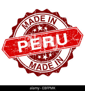 Made in Peru roten Stempel auf weißen Hintergrund isoliert Stockfoto