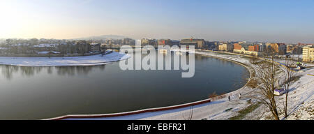 Panoramablick über die Stadt Krakau und Weichsel, Polen Stockfoto