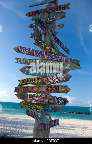 Abstand von KEY WEST MULTI CITY DESTINATION WEGWEISER Fort Zachary Taylor State Park auf Key West Florida USA Stockfoto