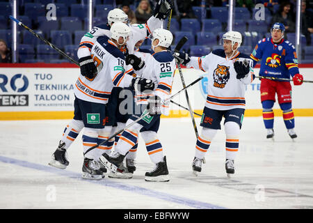 USA. 30. November 2014. PIV 30.11.2014 Kello 16.53.10.Finland, Helsinki, KHL. Jokerit Vs Amur Chabarowsk. @Petteri Paalasmaa. In der ganzen Presse © Csm/Alamy Live-Nachrichten Stockfoto