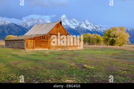 Sonnenaufgang am Mormone Zeile im Grand Teton National Park im Herbst in Wyoming Stockfoto