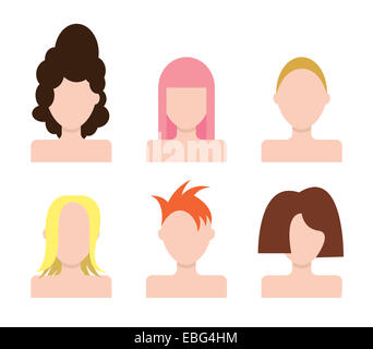 Vector Menschen Gesichter Icons Set. Frisur Stockfoto