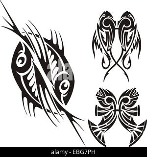 Tierkreiszeichen - Fisch. Vinyl-ready Set. Stockfoto