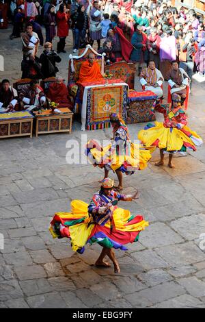 Kloster-Festival in Jakar Dzong Festung, Jakar, Bumthang Bezirk, Bhutan Stockfoto