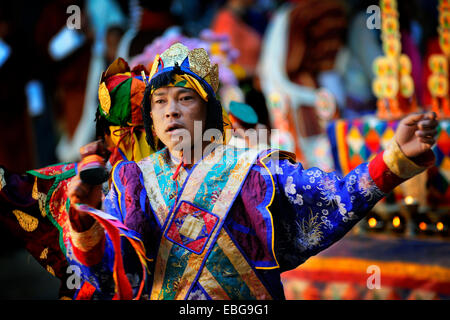 Kloster-Festival in Jakar Dzong Festung, Jakar, Bumthang Bezirk, Bhutan Stockfoto