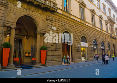 Via de Tornabuoni Einkaufsstraße, Florenz, Toskana, Italien Stockfoto