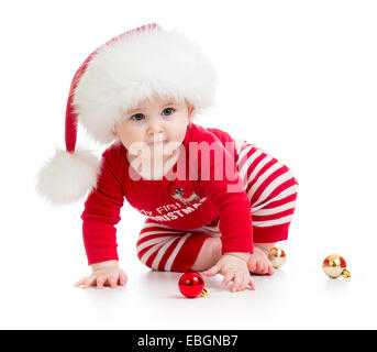 weared Santa Babykleidung isoliert Stockfoto