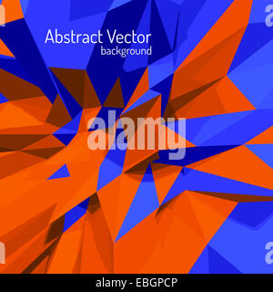 Niedrige Polygon 3D-Hintergrund abstrakte Vektor. Blau und orange Stockfoto