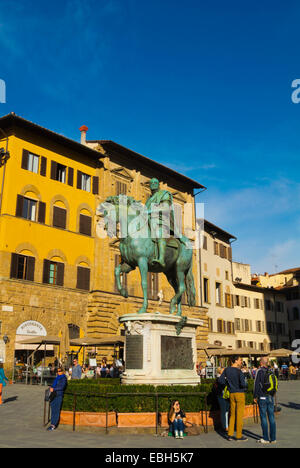 Statue von Cosima I, Piazza della Signoria Platz, Florenz, Toskana, Italien Stockfoto