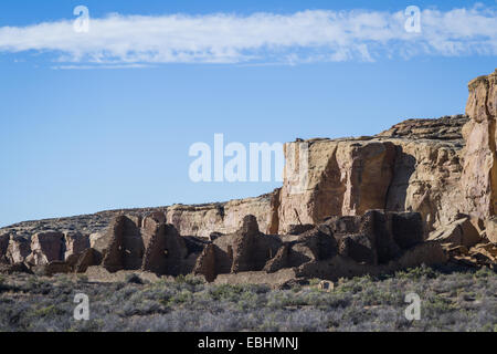 Reste der alten Bau in der Wüste von New Mexico, Chaco Canon Stockfoto