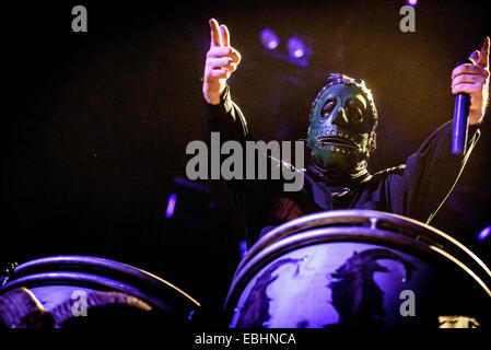 30. November 2014 - Toronto, Ontario, Kanada - amerikanische Metal-Band Slipknot im Air Canada Centre in Toronto während vorbereiten für Hölle Tour durchführt. Bandmitglieder: COREY TAYLOR, MICK THOMSON, JIM ROOT, CRAIG JONES, SID WILSON, SHAWN CRAHAN, CHRIS FEHN (Credit-Bild: © Igor Vidyashev/ZUMA Draht) Stockfoto