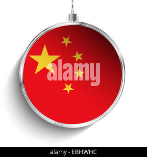 Vektor - Frohe Weihnachten Silber Ball mit Flagge China Stockfoto