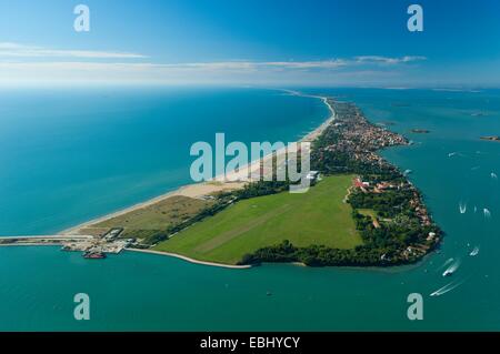 Luftaufnahme der Insel North Lido am San Nicolo, Venedig Lagune, Italien, Europa Stockfoto