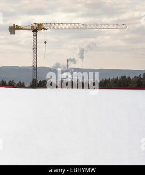 Industriezone sichtbar vom Balkon Stockfoto