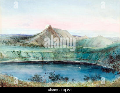 George französischen Angas, Blue Lake, Mount Gambier. 1844-Aquarell. Art Gallery of South Australia, North Terrace, Australien. Stockfoto