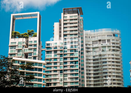 Moderne Gebäude-Architektur im kaufmännischen Bereich von Singapur Stockfoto