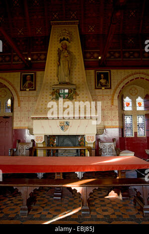 Innere des Bankett-Saal, Castell Coch, Tongwynlais, Cardiff, Südwales, UK. Stockfoto