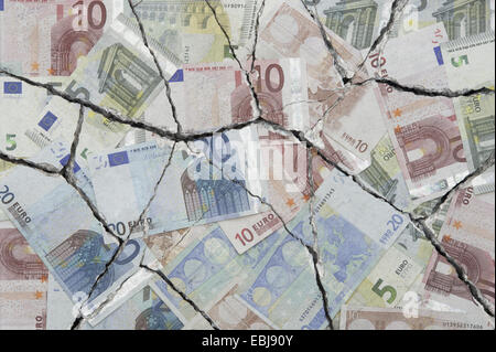 Gebrochene Euro-Noten-Konzept Stockfoto