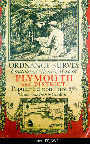 Cover des historischen Ordnance Survey Map von Plymouth, England. Stockfoto