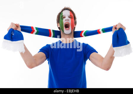 italienische Fußball-Fan mit Fanschal Stockfoto