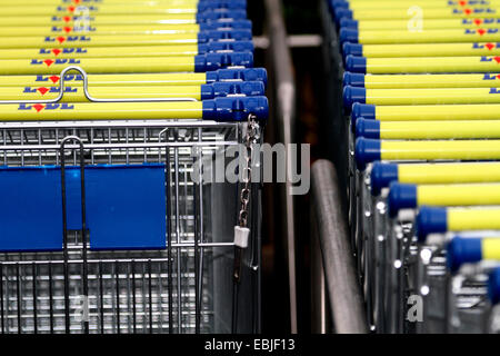Reihen von Einkaufswagen, Deutschland Stockfoto