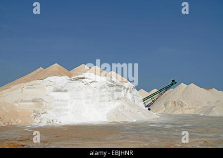 Die Salzgewinnung in Es Trenc, Spanien, Balearen, Mallorca, Flor de Sal d Es Trenc ┤ Stockfoto