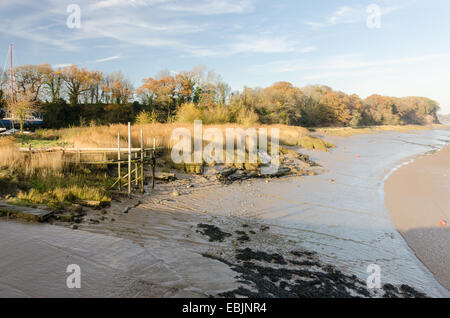 Ebbe am Lydney Hafen auf dem Westufer des Flusses Severn in Gloucestershire Stockfoto