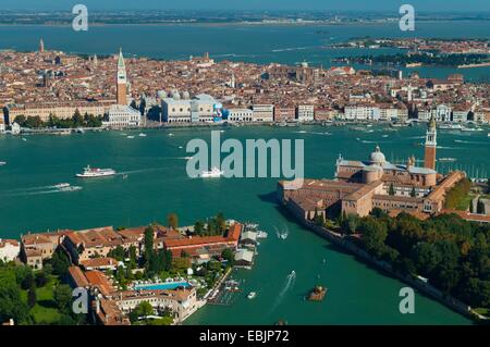 Luftaufnahme der Guidecca, San Giorgio Maggiore und Venedig, Italien, Europa Stockfoto