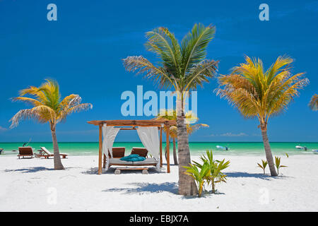 Strandliege auf Palm Beach, Mexiko Stockfoto