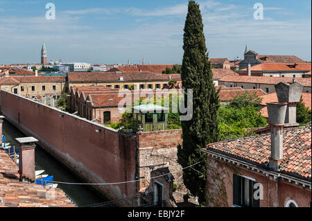 Auf der Insel Giudecca in Venedig, Italien. Blick über die Mauern des Frauengefängnisses (Santa Maria Maddalena oder Le Convertite) Stockfoto