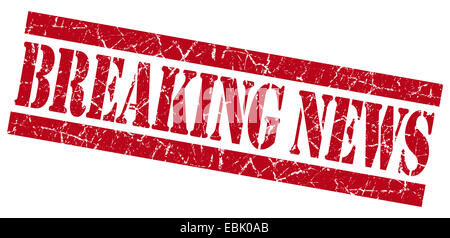 Breaking News Grunge roter Stempel Stockfoto