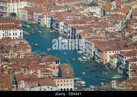 Luftaufnahme des Canal Grande zwischen Cannaregio und San Polo, Venedig, Italien, Europa Stockfoto